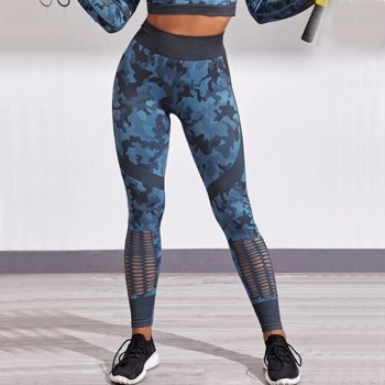 2PCS Set of Female Camouflage Yoga suit Gym clothing workout long sleeve fitness crop top high waist Legging Seamless Sport set